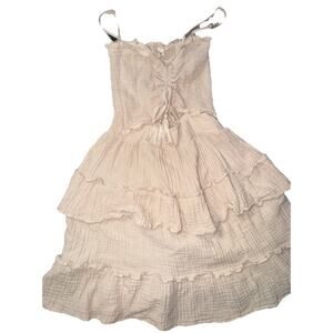 Ocean Drive Nude Strappy Beach Mini Dress Vacation Wear Summer Medium (AJ2)